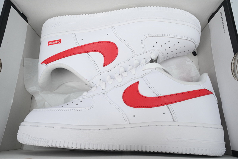 【BA9XP】SUP白红勾 XP版耐克空军一号板鞋 CU9225-101 Supreme x Air Force 1 Low'Box Logo-Speed Red'Shanghai Exclusive