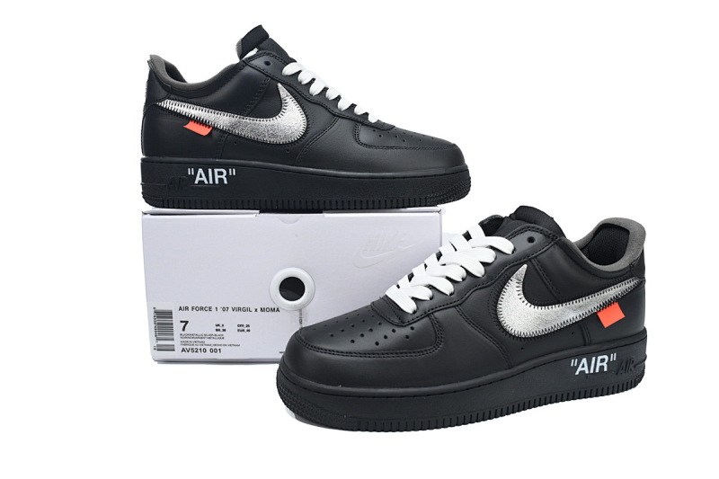 【BA3QF】黑银OW 空军低帮联名板鞋 AV5210-001 OFF White X Air Force 1 ’07 Low MOMA