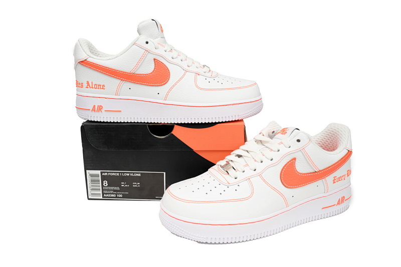 【BA9GF】空军白橙 G版耐克空军低帮板鞋 AA5360-100  Nike Air Force One Low Vlone "White/Orange"