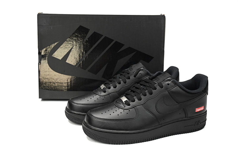 【BA5GF】SUP全黑  G版耐克空军低帮板鞋  CU9225-001 Supreme x Nike Air Force 1 Low “Box Logo Black