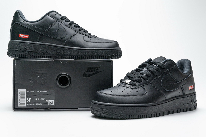 【BA9TS】SUP全黑 头层耐克空军低帮板鞋CU9225-001 Supreme x Air Force 1 Low Black