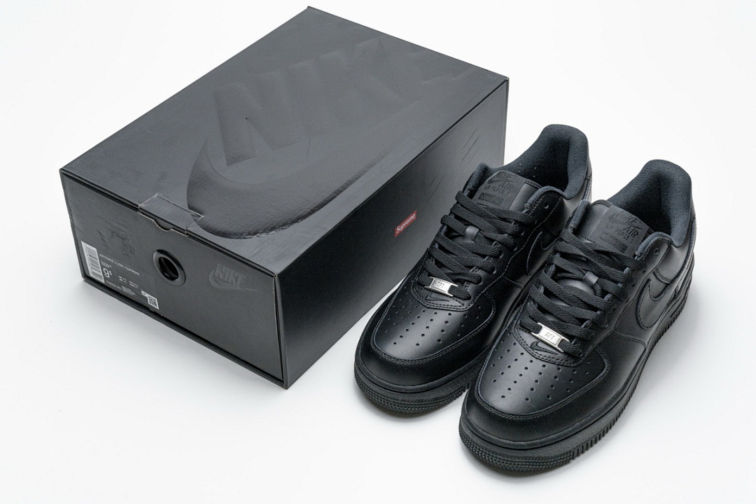 【BA9TS】SUP全黑 头层耐克空军低帮板鞋CU9225-001 Supreme x Air Force 1 Low Black