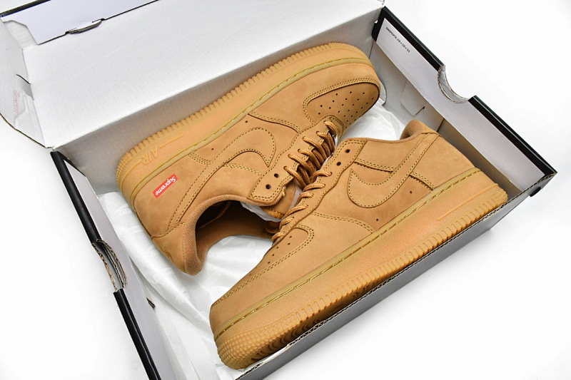 【CA5TS】SUP小麦 头层耐克空军低帮板鞋 DN1555-200 Supreme x Nike Air Force 1 Low Flax