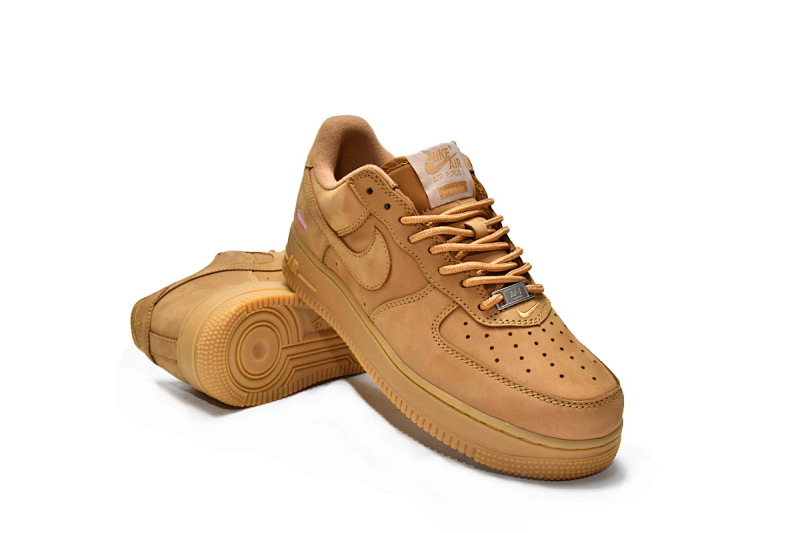 【CA5TS】SUP小麦 头层耐克空军低帮板鞋 DN1555-200 Supreme x Nike Air Force 1 Low Flax