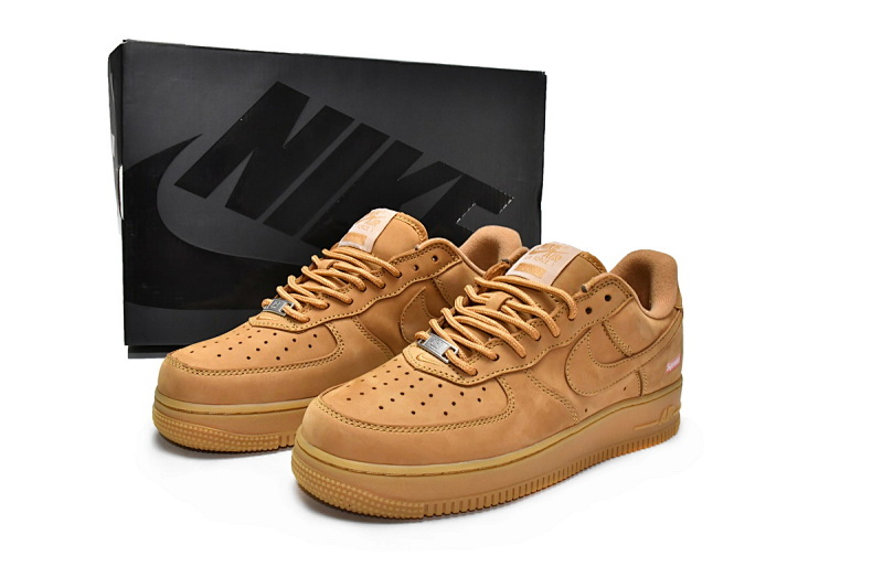 【CA5TS】SUP小麦 头层耐克空军低帮板鞋 DN1555-200 Supreme x Nike Air Force 1 Low Flax