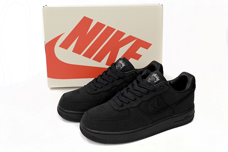 【BD5QF】斯图西黑色 耐克空军一号板鞋 CZ9084-001 Stussy x Nike Air Force 1 Low “Black”