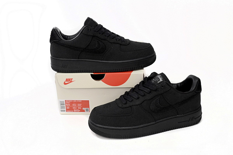 【BD5QF】斯图西黑色 耐克空军一号板鞋 CZ9084-001 Stussy x Nike Air Force 1 Low “Black”