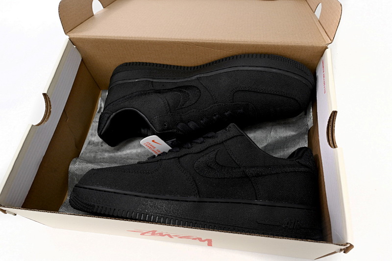【BD5QF】斯图西黑色 耐克空军一号板鞋 CZ9084-001 Stussy x Nike Air Force 1 Low “Black”