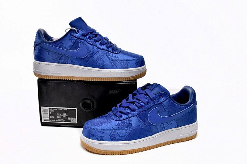 【BD5QF】丝绸蓝 耐克空军一号板鞋 CJ5290-400 CLOT x Nike Air Force 1 Low Premium Blue Silk