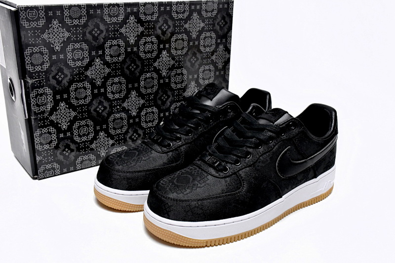 【BD5QF】丝绸黑 耐克空军一号板鞋 CZ3986-001 Fragment Design x CLOT x Nike Air Force 1 Low Black Silk