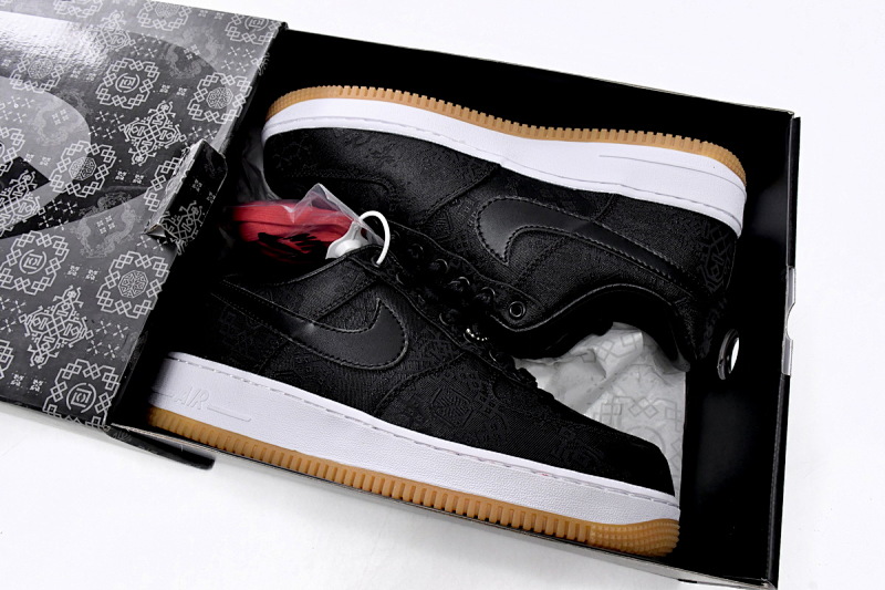 【BD5QF】丝绸黑 耐克空军一号板鞋 CZ3986-001 Fragment Design x CLOT x Nike Air Force 1 Low Black Silk