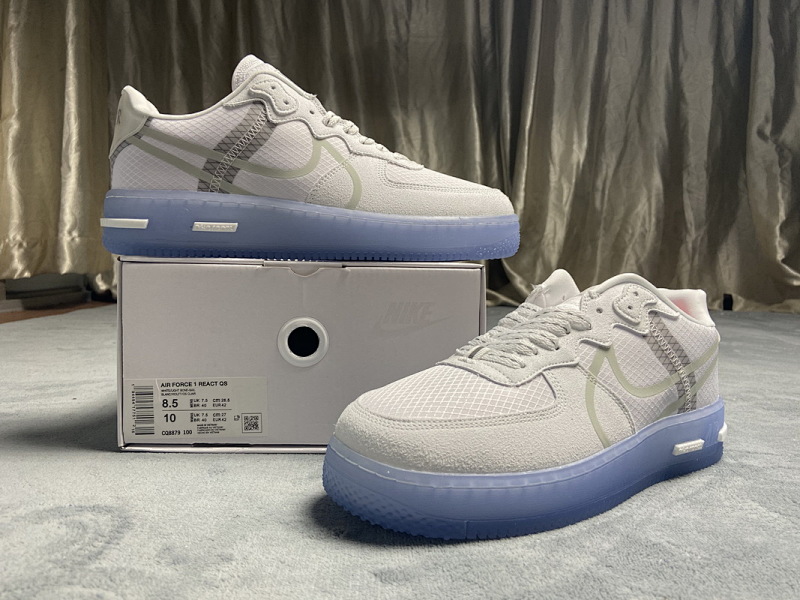 【BA5QF】冰蓝 空军低帮板鞋 CQ8879-100 Nike Air Force 1 React QS White Ice