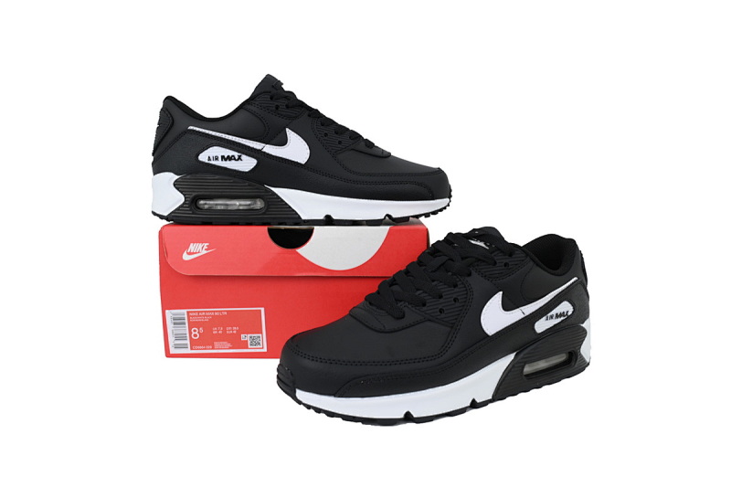 【BA1MA】皮革黑白 耐克90联名气垫跑鞋 CD6864-029  Air Max 90 Leather GS 'Black White'