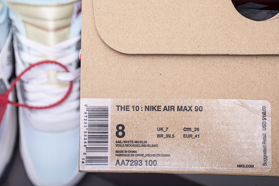 【CA3TS】全白OW STOS版耐克90联名气垫跑鞋 AA7293-100 Off-White x Nike Air Max 90 “All White”