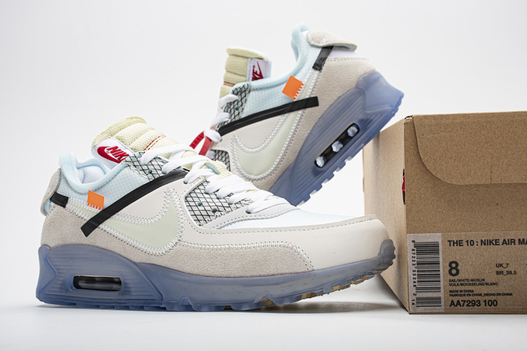 【CA3TS】全白OW STOS版耐克90联名气垫跑鞋 AA7293-100 Off-White x Nike Air Max 90 “All White”