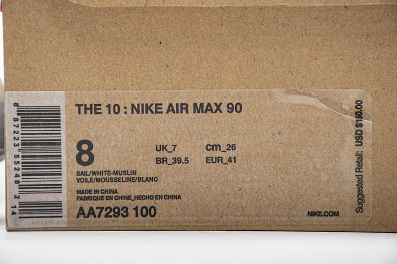 【CA3TS】全白OW STOS版耐克90联名气垫跑鞋 AA7293-100 Off-White x Nike Air Max 90 “All White”