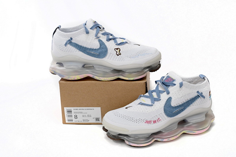 【BH9LL】牛仔白 耐克2022大气垫跑鞋 FJ7736-141 Nike Air Max Scorpion FK Denim White