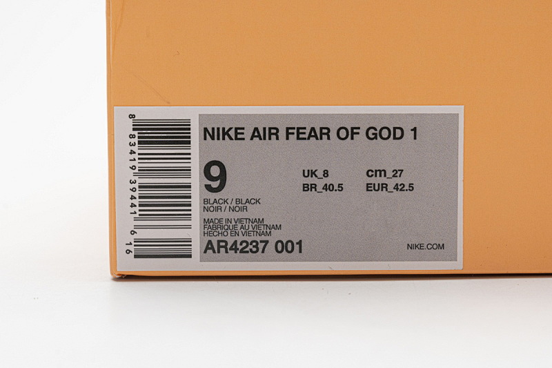 【EA0TS】FOG联名黑白 耐克篮球鞋 Fear Of God 1 x Nike Air "Black" AR4237-001