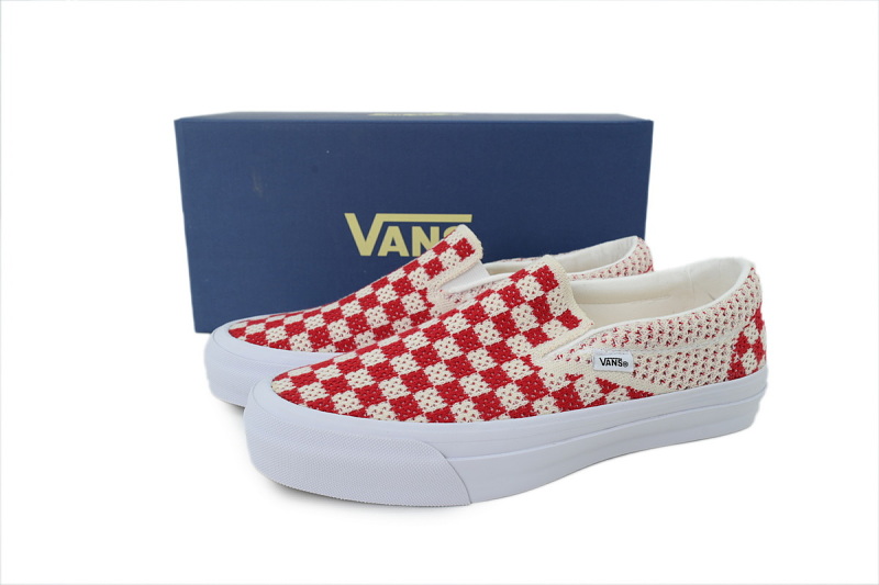【AB2X7】EK编织红米 万斯 经典低帮时尚板鞋 VNO00EG1CIS Vans LX Classic Slip-On 98 EK 'Checkerboard Red/White'