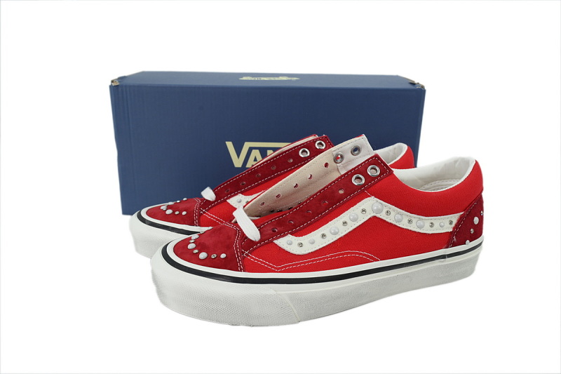 【AB0X7】珍珠中国红 万斯 经典低帮时尚板鞋 VN000S52BLK Vans Old Skool 36 'Pearlized Pack - China Red'