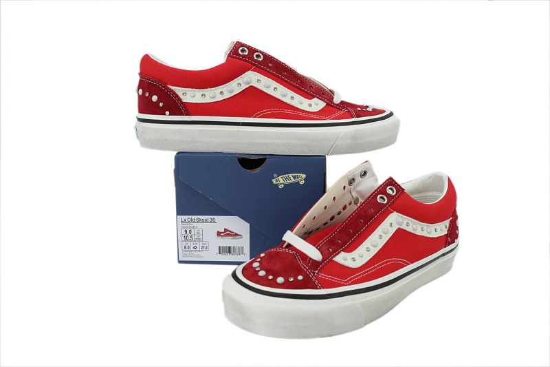 【AB0X7】珍珠中国红 万斯 经典低帮时尚板鞋 VN000S52BLK Vans Old Skool 36 'Pearlized Pack - China Red'