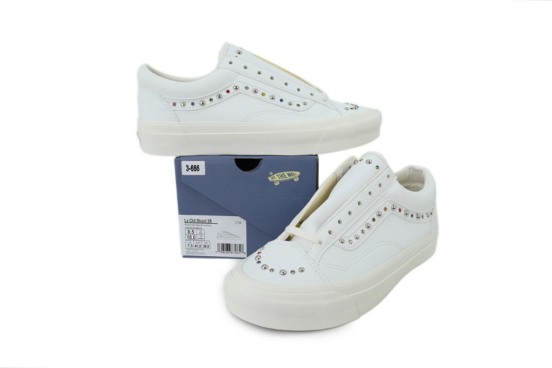 【AB2X7】珍珠皮白 万斯 经典低帮时尚板鞋 VN000S52BLK Vans Premium Old Skool 36 Pearlized 'Pearl skin white'