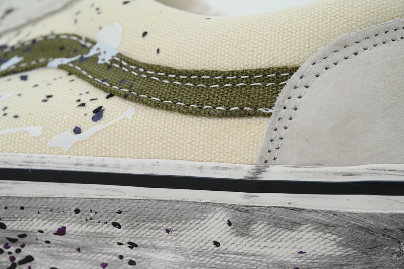 【AB3X7】泼墨白色 万斯 经典低帮时尚板鞋 VN000D9RDJR Vans Premium Old Skool 36 'Paint Splatter Turtledove'