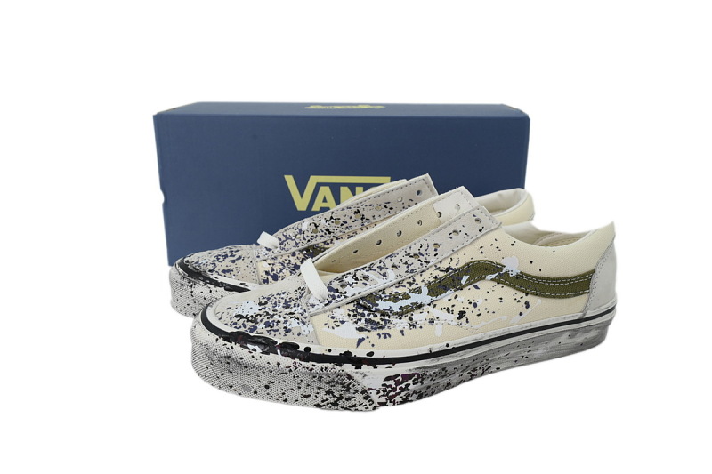 【AB3X7】泼墨白色 万斯 经典低帮时尚板鞋 VN000D9RDJR Vans Premium Old Skool 36 'Paint Splatter Turtledove'