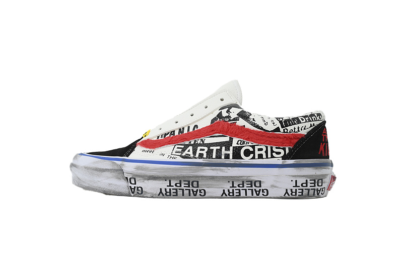 【AB3X7】泼墨黑红 万斯 经典低帮时尚板鞋 VN0A4P3XBMW Gallery Dept. x Vans OG Old Skool LX 'Good Luck'