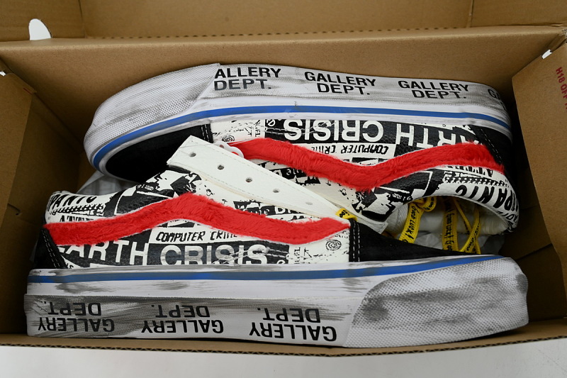 【AB3X7】泼墨黑红 万斯 经典低帮时尚板鞋 VN0A4P3XBMW Gallery Dept. x Vans OG Old Skool LX 'Good Luck'