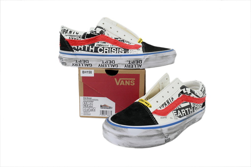 【AB3X7】泼墨黑红 万斯 经典低帮时尚板鞋 VN0A4P3XBMW Gallery Dept. x Vans OG Old Skool LX 'Good Luck'