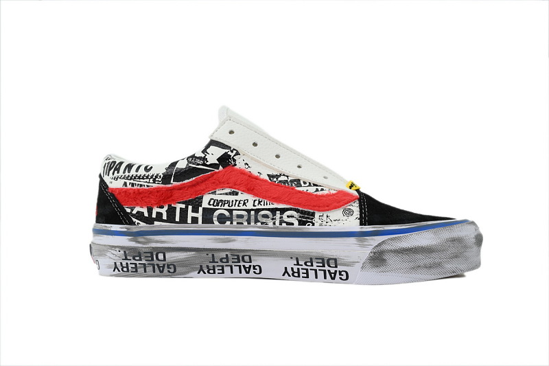 【AB3X7】泼墨黑红 万斯 经典低帮时尚板鞋 VN0A4P3XBMW Gallery Dept. x Vans OG Old Skool LX 'Good Luck'