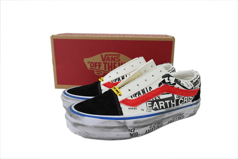 【AB3X7】泼墨黑红 万斯 经典低帮时尚板鞋 VN0A4P3XBMW Gallery Dept. x Vans OG Old Skool LX 'Good Luck'