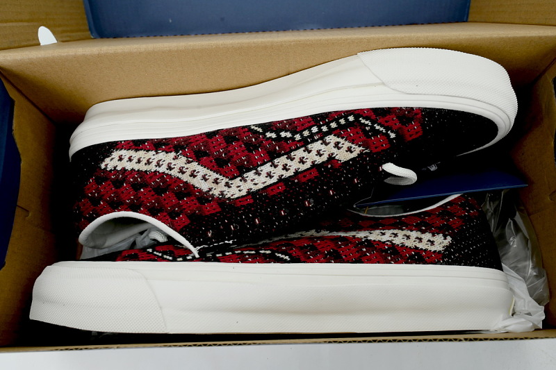【AB2X7】EK编织黑红 万斯 经典低帮时尚板鞋 VN000EFKBRD Vans Premium Old Skool 'Knit Pack - Geo Check Bordeaux Red'