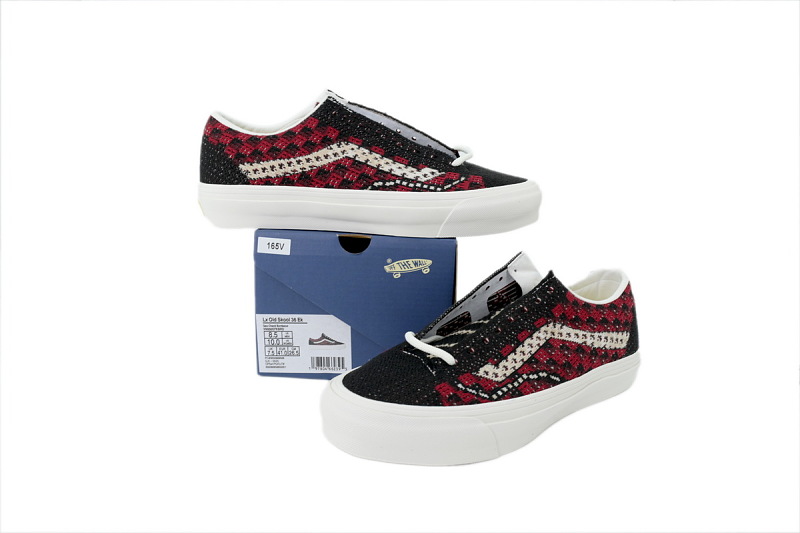 【AB2X7】EK编织黑红 万斯 经典低帮时尚板鞋 VN000EFKBRD Vans Premium Old Skool 'Knit Pack - Geo Check Bordeaux Red'