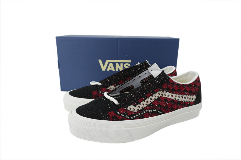 【AB2X7】EK编织黑红 万斯 经典低帮时尚板鞋 VN000EFKBRD Vans Premium Old Skool 'Knit Pack - Geo Check Bordeaux Red'