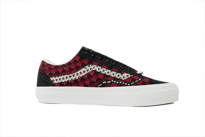 【AB2X7】EK编织黑红 万斯 经典低帮时尚板鞋 VN000EFKBRD Vans Premium Old Skool 'Knit Pack - Geo Check Bordeaux Red'