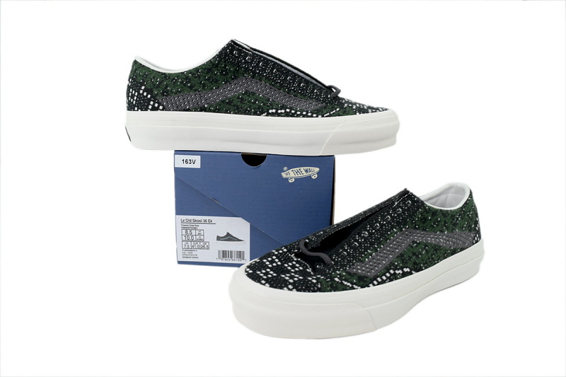 【AB2X7】EK编织黑绿 万斯 经典低帮时尚板鞋 VN000EFKEMU Vans Premium Old Skool 'Knit Pack - Cheetah Dried Kelp Green'