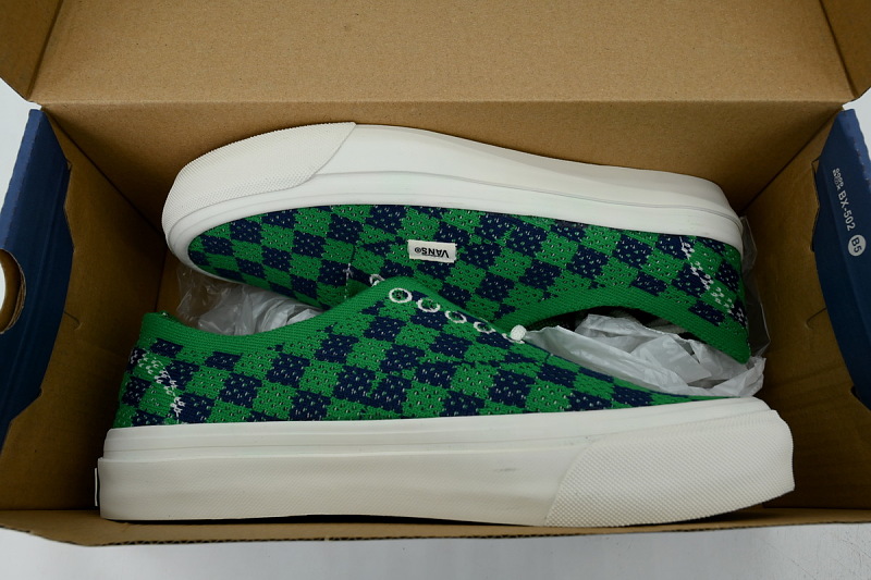 【AB2X7】EK编织蓝绿 万斯 经典低帮时尚板鞋 VN000EJC5W3 Vans LX Authentic 44 EK 'Punk Check Green Navy'