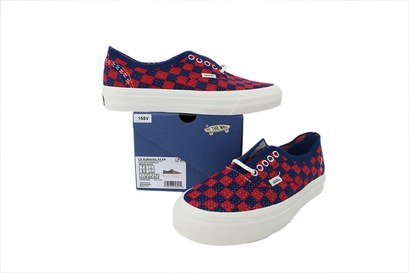 【AB2X7】EK编织红蓝 万斯 经典低帮时尚板鞋 VN000EJCRDB Vans LX Authentic 44 EK 'Punk Check Red Blue'