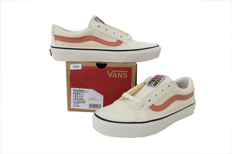 【AB9X7】SK8米白红 万斯 经典低帮时尚板鞋 VN0A4UWI4WU Vans Sk8-Low Reissue SF 'Antique White Langoustin'