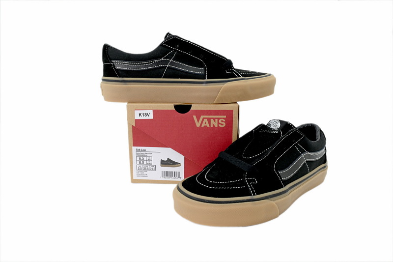 【AB9X7】SK8生胶黑灰条 万斯 经典低帮时尚板鞋 VN0009QRCJJ Vans Sk8-Low 'Black Gum'