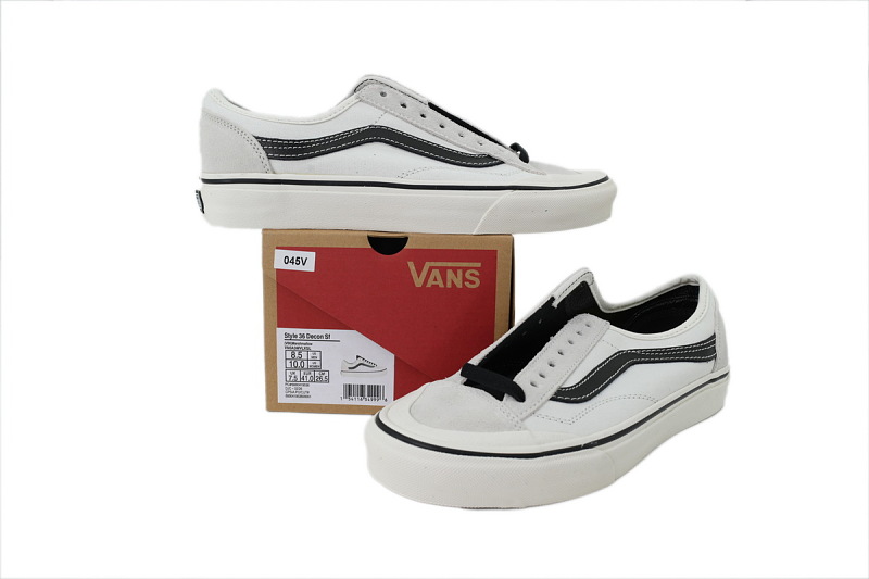 【AB8X7】SF包头白黑 万斯 经典低帮时尚板鞋 VN0A3MVLXGL Vans Style 36 Decon Surf White