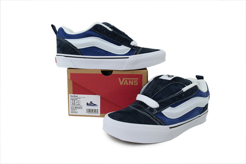 【AB6X7】面包蓝白条 万斯 经典低帮时尚板鞋 VN0009QC6BP Vans Knu-Skool 'Navy White'