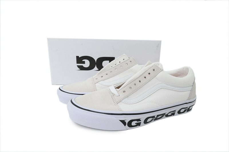 【AB5X7】CDG白色 万斯 经典低帮时尚板鞋 VN0A4P3XQLZ Comme des Garçons x Vans OG Old Skool LX 'Sidewall - White'