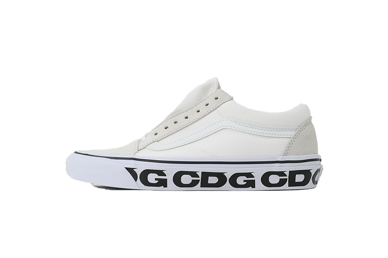 【AB5X7】CDG白色 万斯 经典低帮时尚板鞋 VN0A4P3XQLZ Comme des Garçons x Vans OG Old Skool LX 'Sidewall - White'