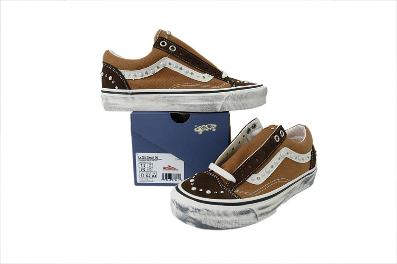 【AB1X7】联名白棕 万斯 经典低帮时尚板鞋 Vans LX Old Skool 36 'Pearlized Pack - Vintage Cocoa Brown'