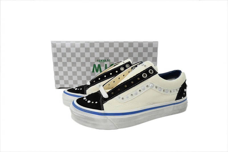【AB1X7】联名黑白 万斯 经典低帮时尚板鞋 Vans Old Skool 36 'Pearlized Pack - Marshmallow White'