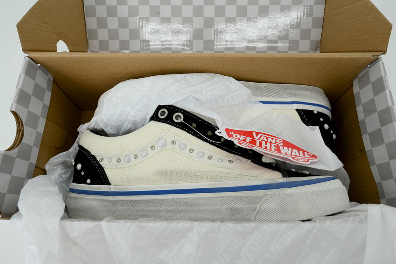 【AB1X7】联名黑白 万斯 经典低帮时尚板鞋 Vans Old Skool 36 'Pearlized Pack - Marshmallow White'