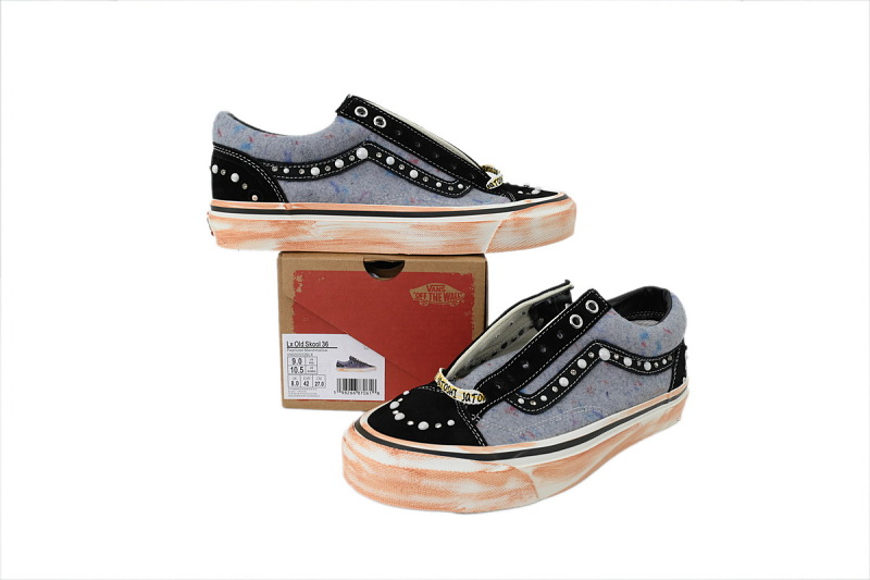 【AB3X7】联名黑灰 万斯 经典低帮时尚板鞋 SATOSHI NAKAMOTO x Vans Old Skool Reissue 36 'Speckled Moving Blanket Grey'